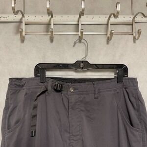 Prana Pants Men 40X32 Gray Performance‎ Outdoor Belt Active Roll Up Stretch Zion
